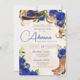 Convite Rosas de Quinceanera Vintage Charro Ocidental
