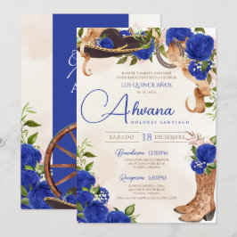 Convite Rosas de Quinceanera Vintage Charro Ocidental