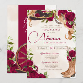 Convite Rosas de Quinceanera Vintage Charro Ocidental