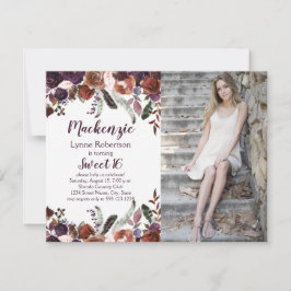 Convite Rosas De Rum De Manteiga Roxo De Eggplant Sweet 16