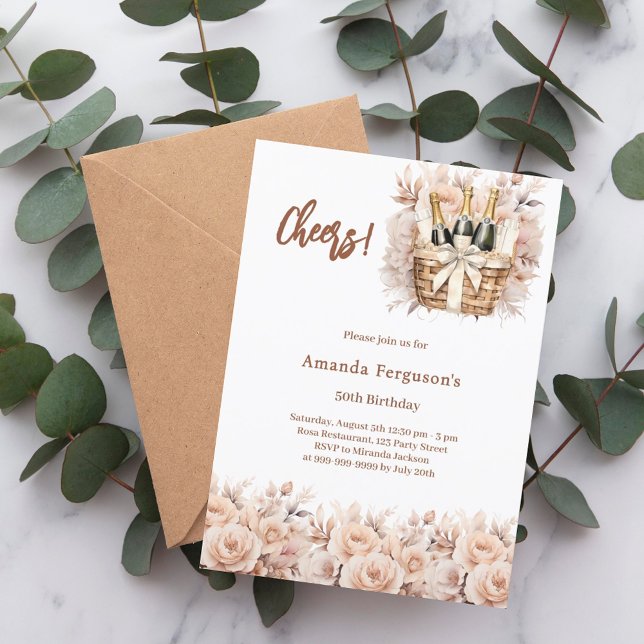 Convite Rosas de torta florais anos de luxo (Criador carregado)