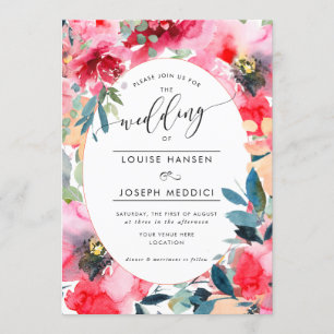 Convite Rosas De Verão De Flores De Água, Casamento De B