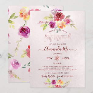 Convite Rosas de Verão PixDezines Bat Mitzvah