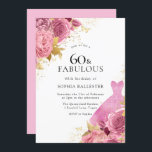 Convite Rosas de vestimenta Dourada rosa 60ª Festa de aniv<br><div class="desc">Rosas de vestir de Sparkle rosa Dourado 60º Convite de aniversário Mais elegantes designs florais em nossa loja! Consulte a coleção correspondente em nossa loja</div>