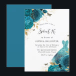 Convite Rosas de vestir de faísca Dourada e lacrimogênio D<br><div class="desc">Rosas de vestidos de faísca Dourados e lacrimogêneos Doce Convite de festas 16 mais elegante designs florais em nossa loja! Consulte a coleção correspondente em nossa loja</div>