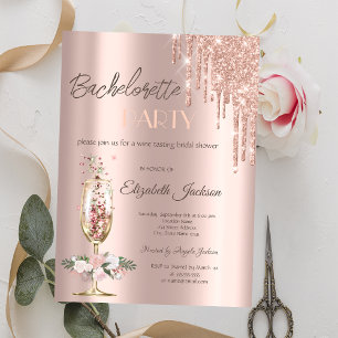 Convite Rosas de vidro de champanhe Festa de solteira