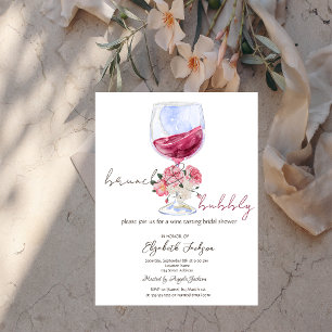 Convite Rosas de Vinho Brilho Gotas Brunch Bolha