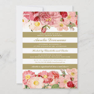 Convite Rosas de Vintage Rosa Moderno Chá de panela de fai