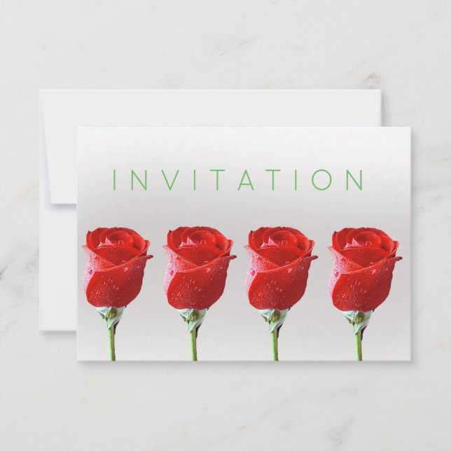 Convite Rosas de Vip Formais Prata Prateado de Pastel Verd (Frente)