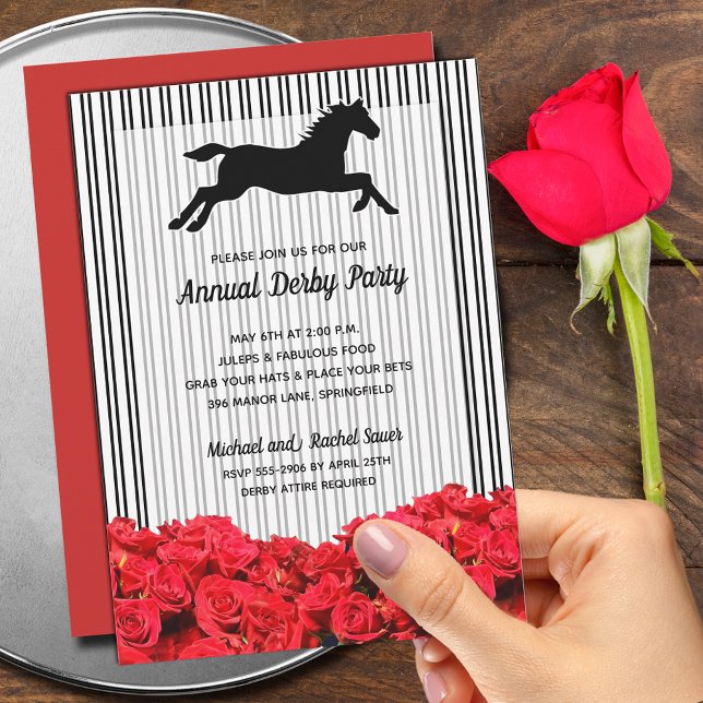 Convite Rosas Derby Horse (Order INSTANT DOWNLOAD to send digitally or PRINTED invitations to mail or both!)