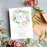 Convite rosas do Partido Surpresa do 60º Aniversário Garla<br><div class="desc">Com uma delicada cor d'água, verde-verde-floral, este convite de 60º aniversário de casamento para a festa botânica chic pode ser personalizado com as suas informações especiais de aniversário de diamantes. O reverso apresenta uma garland floral correspondente que enquadra as datas de aniversário em um texto branco elegante sobre um fundo...</div>