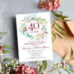 Convite Rosas do Partido Surpresa Garland 40º Aniversário<br><div class="desc">Apresentando uma delicada cor d'água verde-verde-verde-verde-terra, este convite de 40 anos de casamento para a festa de surpresa botânica chic pode ser personalizado com sua informação especial de aniversário de rubis. O reverso apresenta uma garland floral correspondente que enquadra as datas de aniversário em um texto branco elegante sobre um...</div>