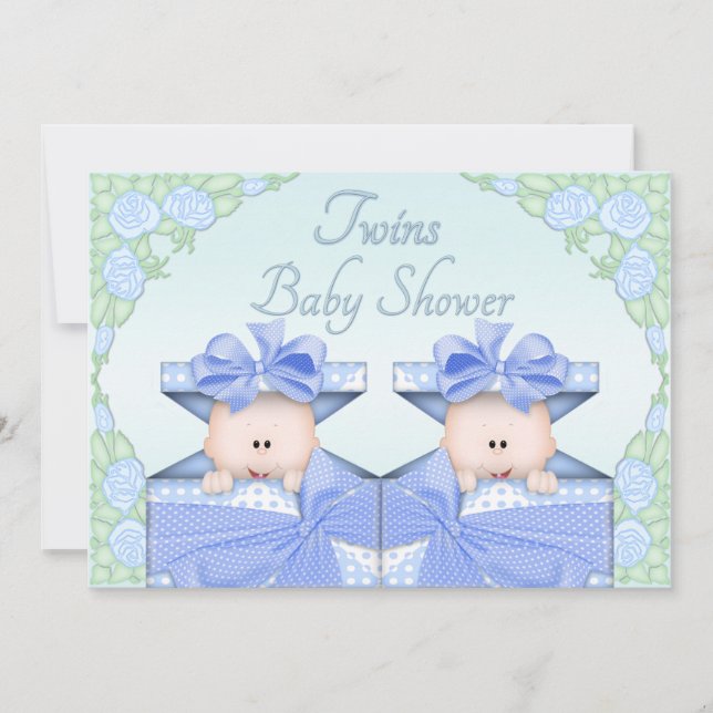 Convite Rosas dos gêmeos na caixa do presente Chá de frald (Frente)