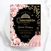 Rosas Douradas Negras Borboletas Quinceanera