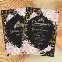 Rosas Douradas Rosa e Preto Quinceañera