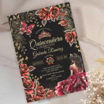 Rosas Douradas Vermelhas e Pretas Tiara Quinceañer