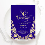Convite Rosas Dourados aniversário de 30 anos púrpura<br><div class="desc">Convite de festas aniversário de 30 anos elegante de ouro roxo. Design clássico com rosas, folha de ouro falsa e letra de script de tipografia. A Trendy convida o cartão perfeito para uma festa de na moda. Personalize com seus próprios detalhes. Pode ser personalizado para qualquer idade. Impressos convites Zazzle...</div>
