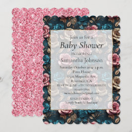 Convite Rosas Dourados de Champanhe de Aqua Rosa Girly