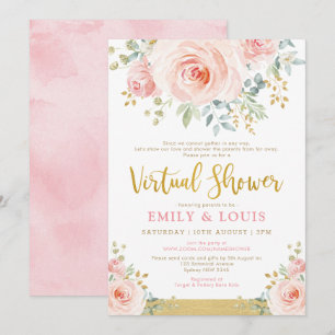 Convite Rosas Dourados Rosa-Luminosas para Chás de fralda