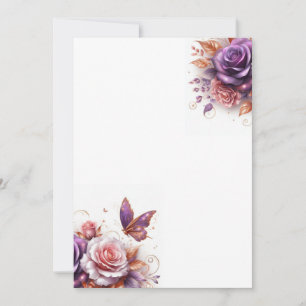 Convite Rosas e Borboleta Casamento em Branco