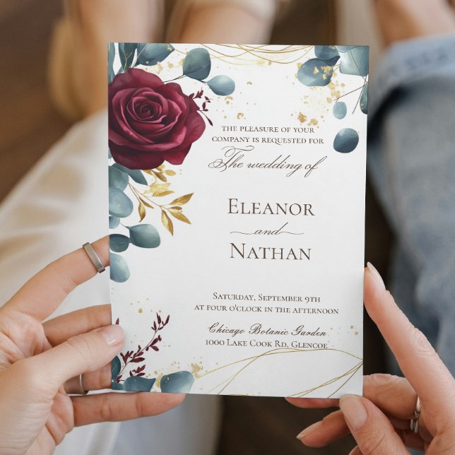 Convite Rosas e casamento moderno (Criador carregado)