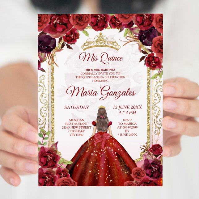 Convite Rosas e Garota Carra Mis Quince (Criador carregado)