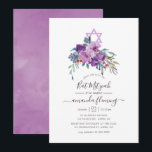 Convite Rosas e Magnólias Roxas Aquarela Bat Mitzvah<br><div class="desc">Convite de bat mitzvah floral roxo com tipografia de escrita à mão elegante personalizável para os detalhes do seu evento.</div>