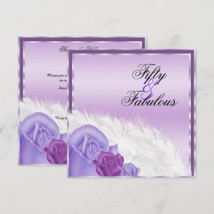 Convite Rosas e Penas Clássicas Elegantes Fabuloso 50