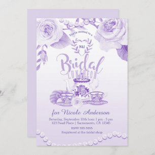 Convite Rosas e Pérolas - Chá de Luncheon Roxo