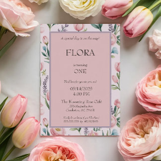 Convite Rosas e Tulipas Florais de Pastel Soft Personaliza