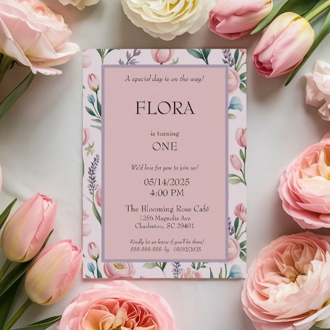 Convite Rosas e Tulipas Florais de Pastel Soft Personaliza (Criador carregado)