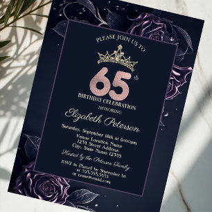 Convite Rosas Elegantes Dark Gothic 65º Aniversário