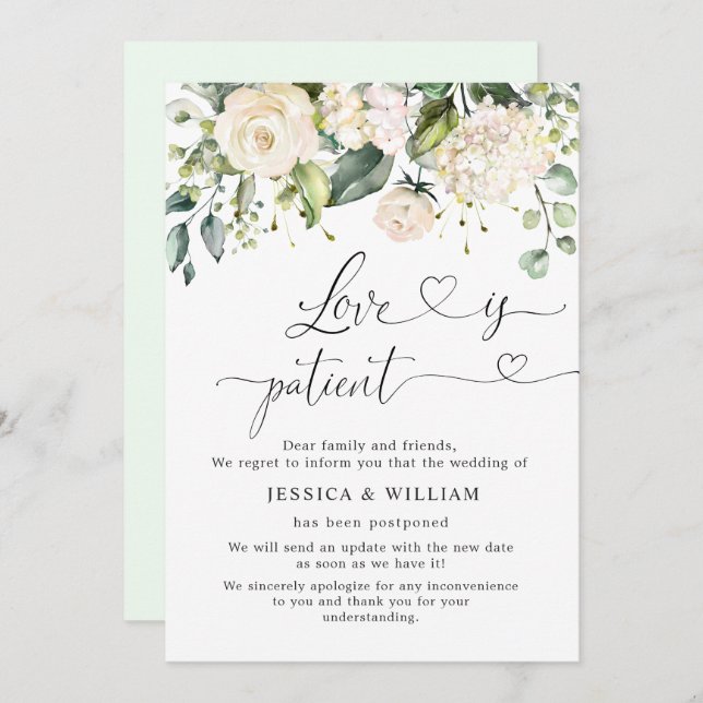 Convite Rosas Elegantes de Hydrangea Rosa Adiados (Frente/Verso)