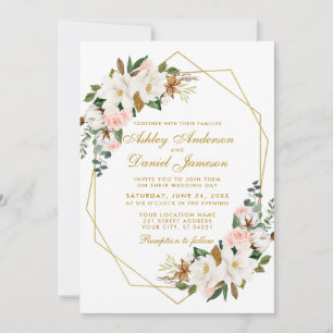 Convite Rosas Elegantes de Watercolor de Casamento Magnoli