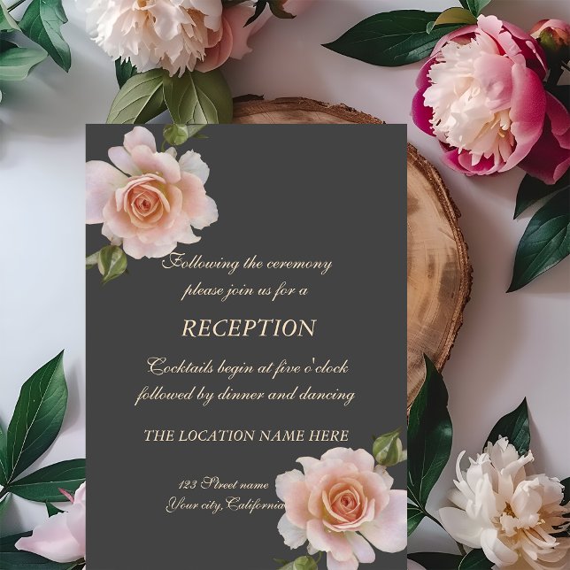 Convite Rosas Elegantes e Chiques, Recepção de Casamento F (Criador carregado)