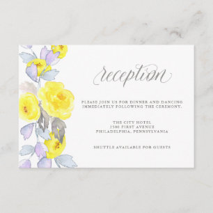 Convite Rosas em Aquarela Amarelo Roxo e Cinza Recepção