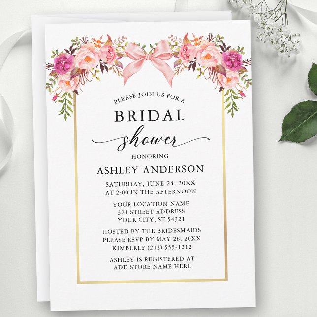 Convite Rosas em Aquarela Arco de Casamento Rosa (Customize to add text to back of card.)