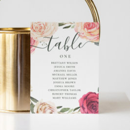 Convite Rosas em aquarela. Carta de lugares para o casamen