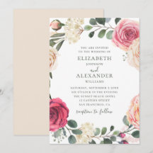Rosas em aquarela. Casamento de verde floral elega
