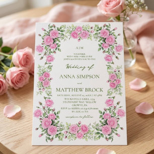 Convite Rosas em tons de rosa poeirento e sage elegantes p