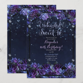 Convite Rosas Enchanted Purple Fantasy 16º Festa Sweet 16