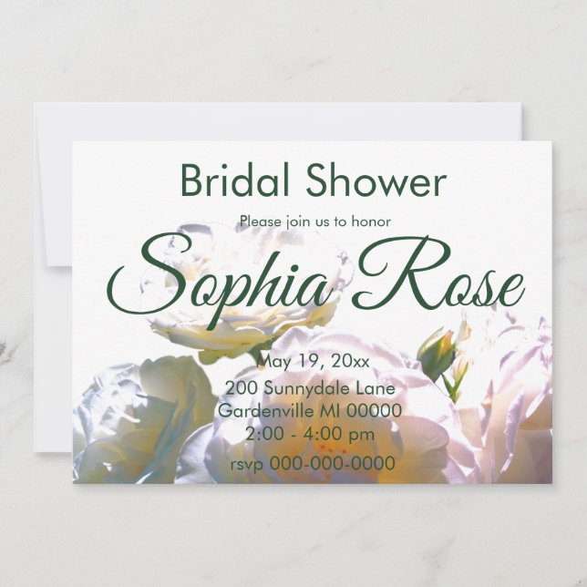 Convite Rosas esbranquiçados de cor laranja esbranquiçada (Frente)