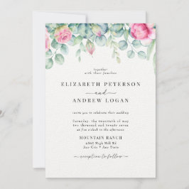 Convite Rosas Eucalyptus | Boho Greenery Casamento Elegant