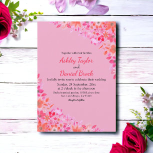 Convite Rosas Flor de Rosa Cor de Blush Casamento Floral B