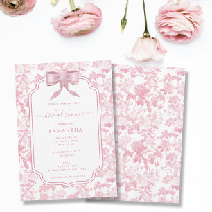 Convite Rosas Florais Brancos Rosa Chá de panela Chinoiser