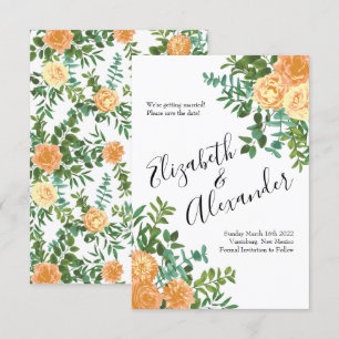 Convite Rosas Florais Clássicas de Casamento Peach