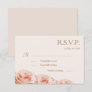Convite Rosas Florais Cor-de-rosa Rosadas Marfim RSVP de C