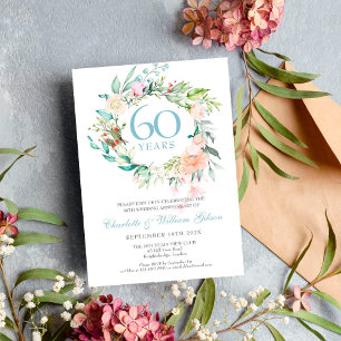 Convite Rosas Florais de Aniversário de Casamento de Diama