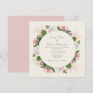 Convite Rosas Florais Elegantes De Cor Botânica Rosa Casa