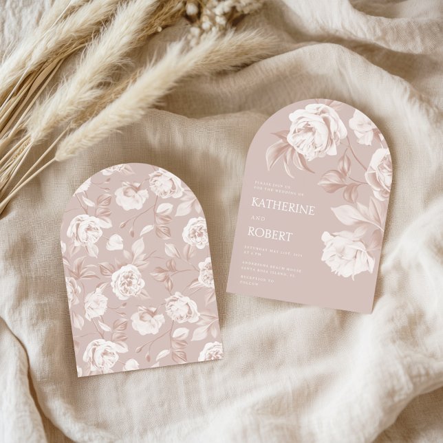 Convite Rosas Florais Modernas Botânicas Casamento (Criador carregado)